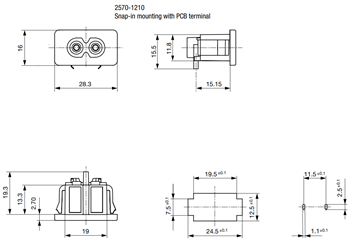 Mechanical Drawing - Schurter 2570 IEC Appliance Terminals